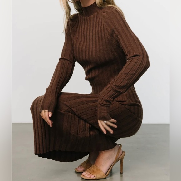 NWT- Baltic Born Chocolate Ribbed Sweater Dress S - Picture 4 of 7